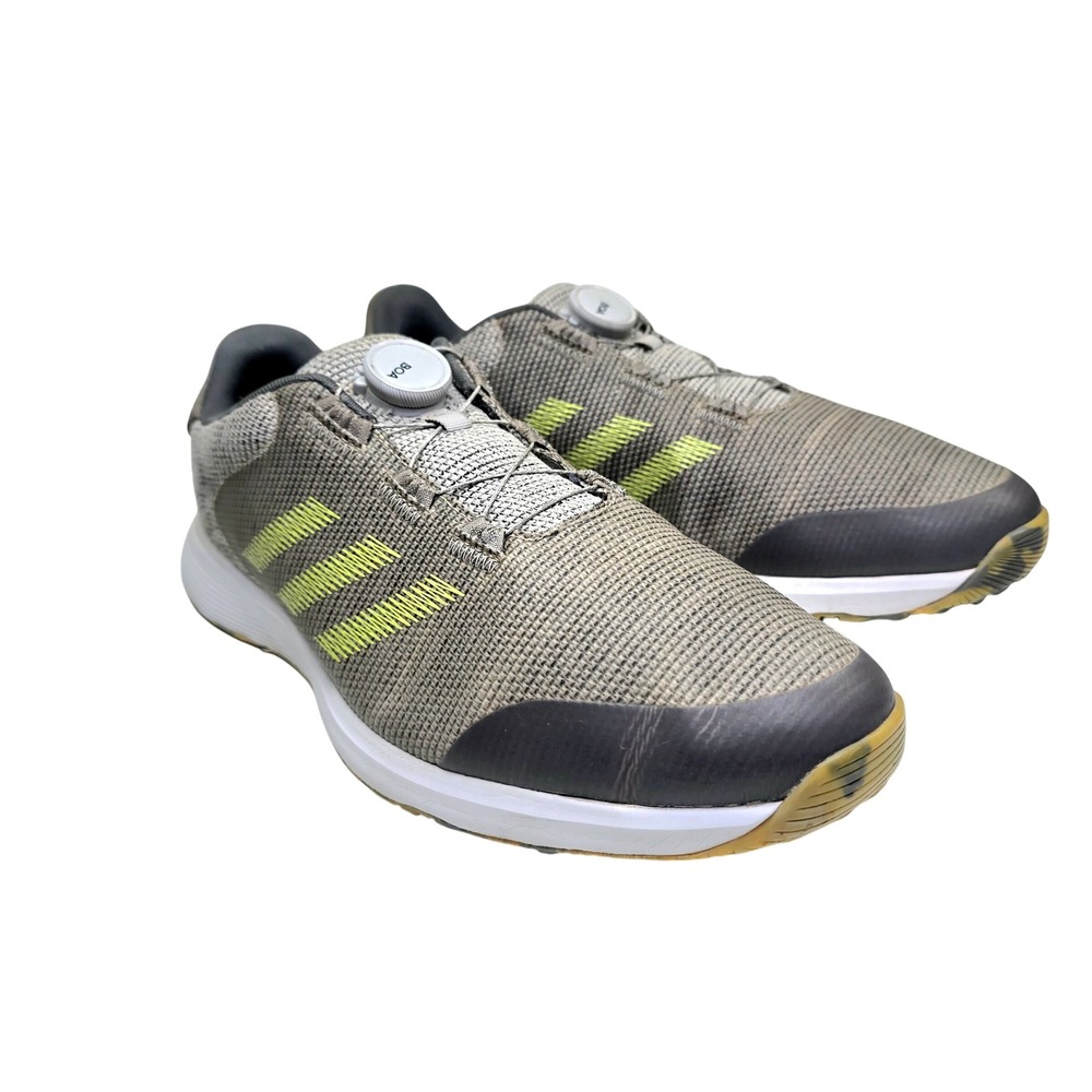 Adidas Mens Tech Response 2.0 BOA Golf Shoes Grey Lime Green Spikeless 10.5